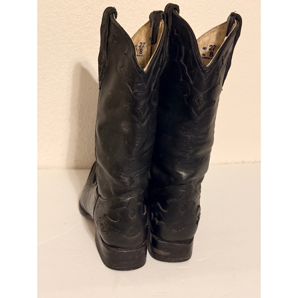 Mens Black Leather Western Cowboy Boots Snip Toe Whipstitch Mexico Size 8 - Picture 4 of 8